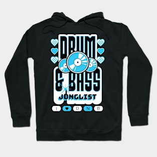 DRUM AND BASS  - 3 Records & Hearts (white/blue) Hoodie